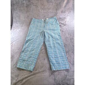 Talbots Capri's Women's 16  Blue White Gingham Cropped Stretch Pants